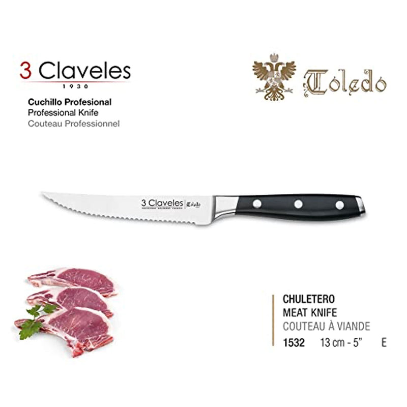 Cuchillo Chuletero De 13 Cms Forjado Toledo 1532