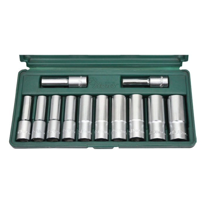 Juego Caja De Dados Largos Hexagonal 1/2 De 10-22mm - 12 Piezas Hans 4602MB