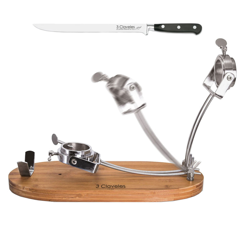 Soporte Jamonero Plegable  + Cuchillo 25 cm 3 Claveles 1733