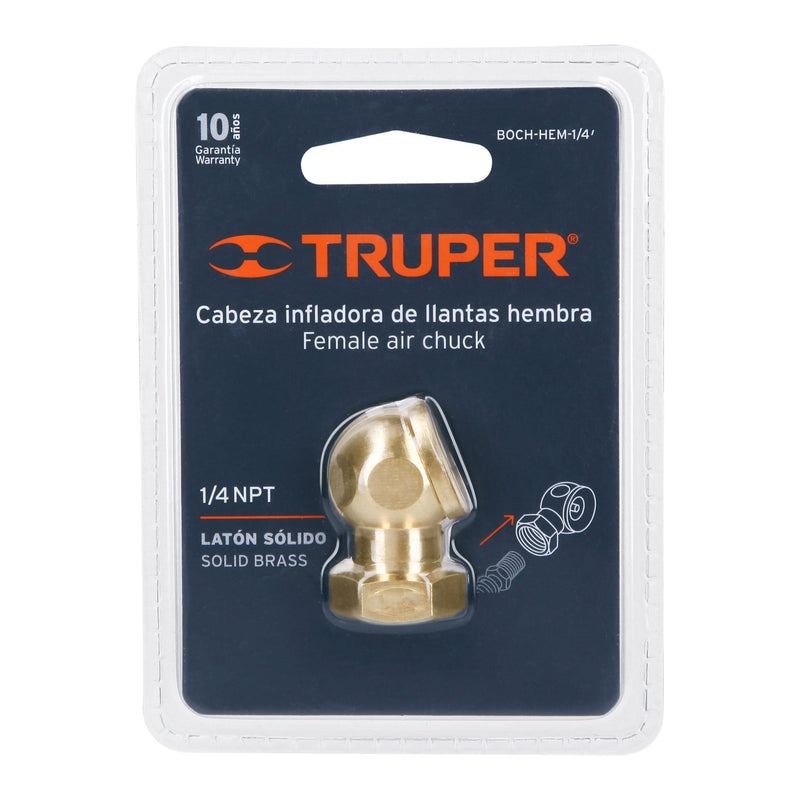 Cabeza Hembra Para Inflador De Llantas De 1/4" NPT Truper BOCH-HEM-1/4