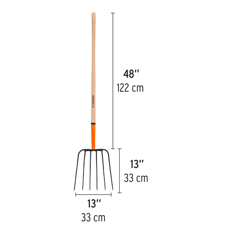 Horqueta Para Jardin 6 Ganchos con Mango Truper BPJ-6