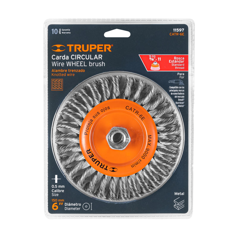 Escobilla Circular Entref 6" para esmeril Eje 5/8" Truper Catr-6e