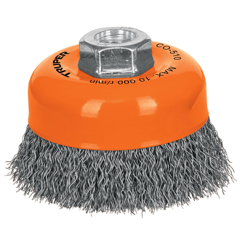 Escobilla De Copa Fina 4" Para esmeril Eje 5/8 Truper Co-510