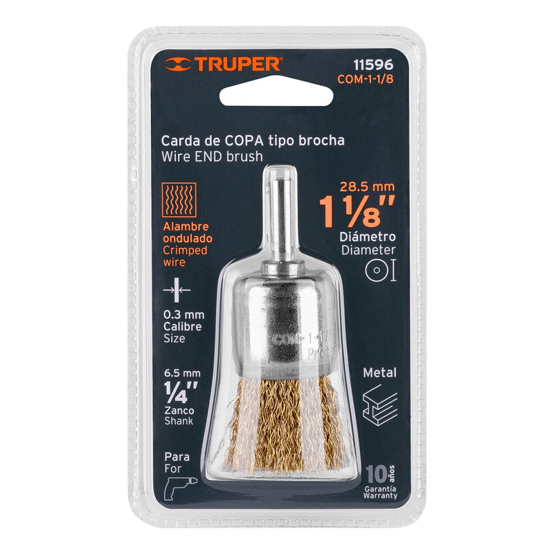 Escobilla De Copa Para Taladro Gruesa 1.1/8 Truper Com-1-1/8