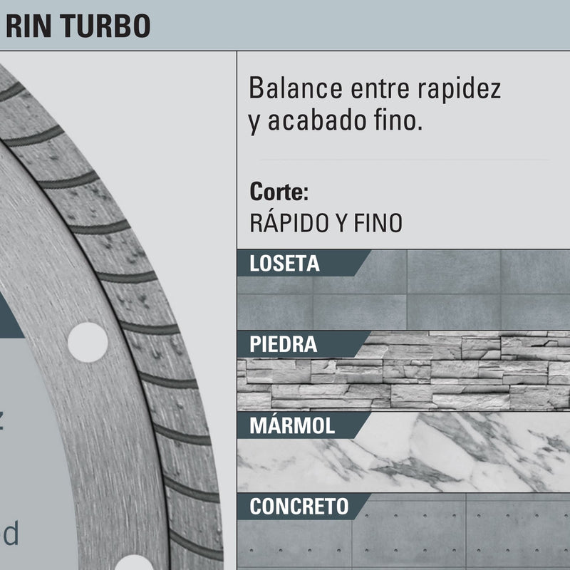 Disco Diamantado Turbo 4 1/2" Truper Did-245