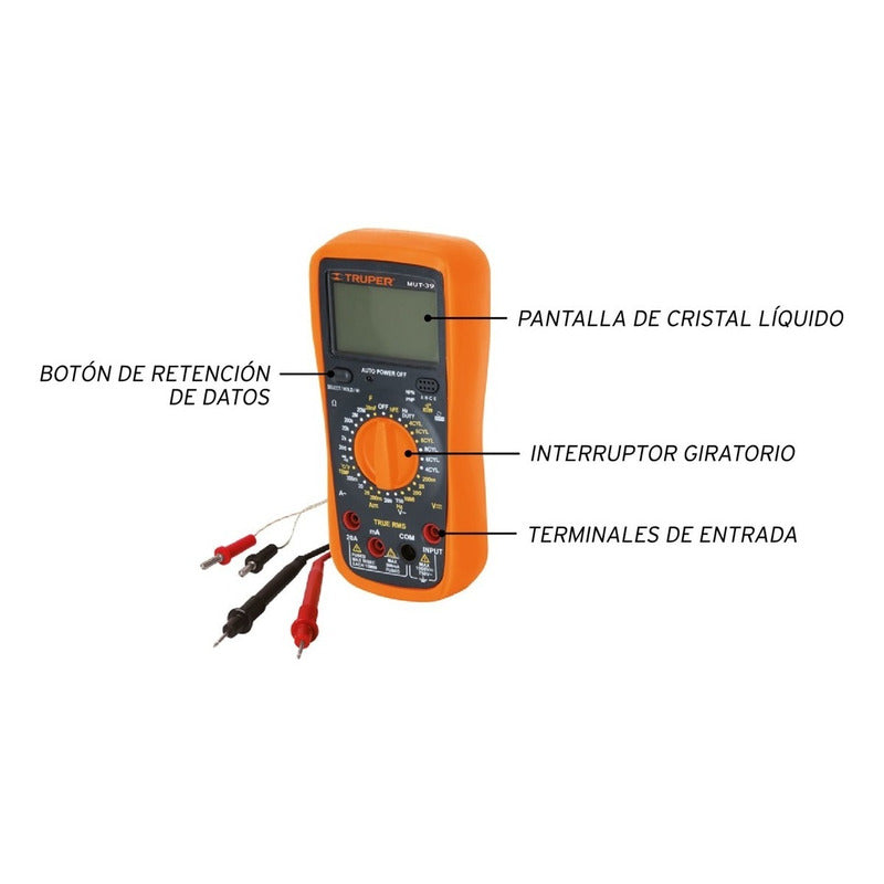 Multitester Digital Industrial Rms Verdadero Truper Mut-39