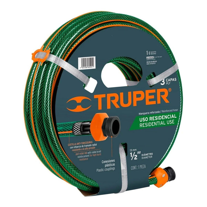 Manguera Para Riego Reforzada 1/2" x 15 Mts Truper MAN-15X1/2RE