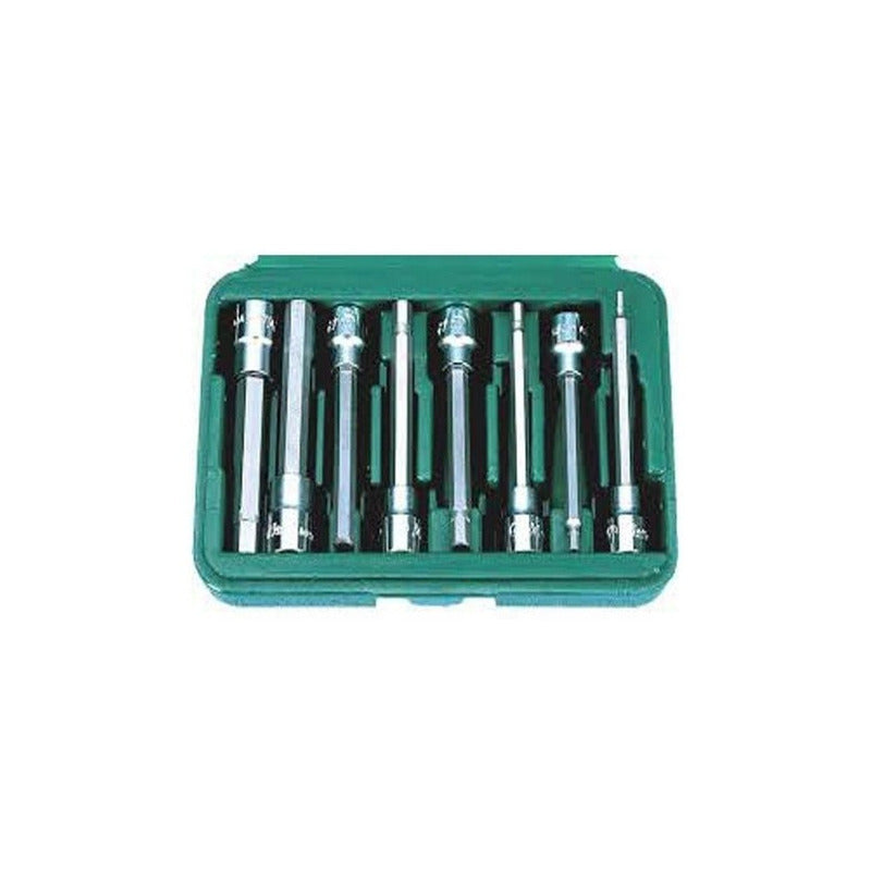 Juego De Dados Punta Hexagonal Larga Hans 3/8  8 Pzs De 3-12