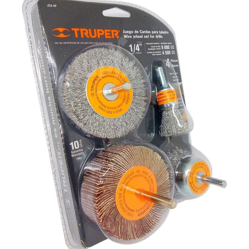 Escobilla Acero Para Taladro Jgo 4 Pzas Truper Jca-4p