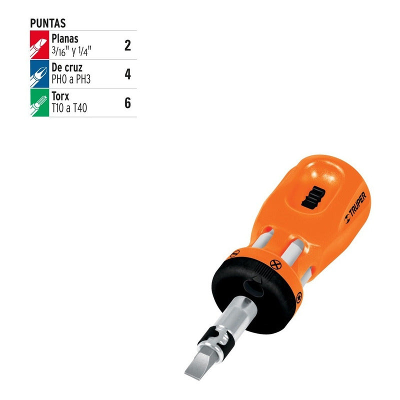 Destornillador Con Chicharra Con 6 Puntas Truper Dtrom-1