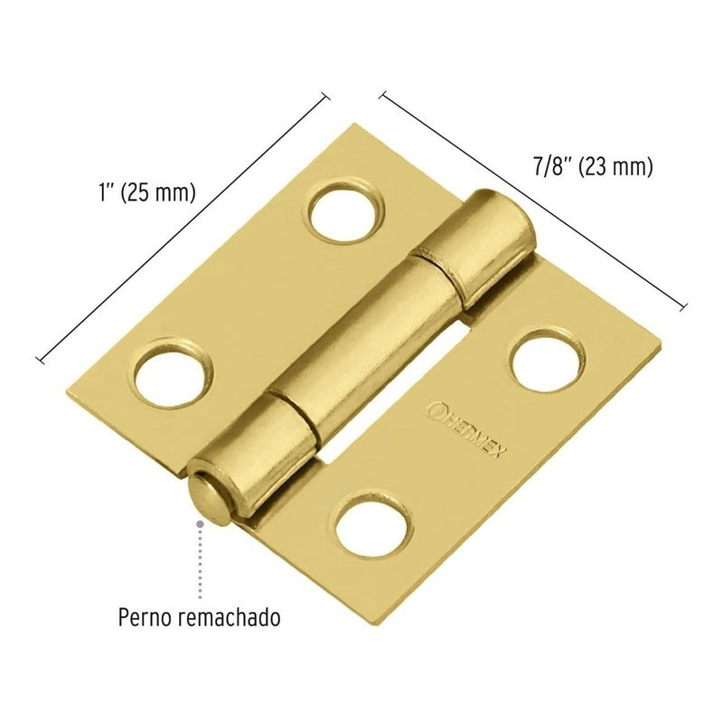 Caja De Bisagras Acero Latonado 1" x 7/8" Truper Br-101