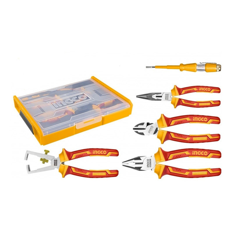 Caja Set De Alicates Aislados 1000v 5 Pzs Ingco Hktv01p051