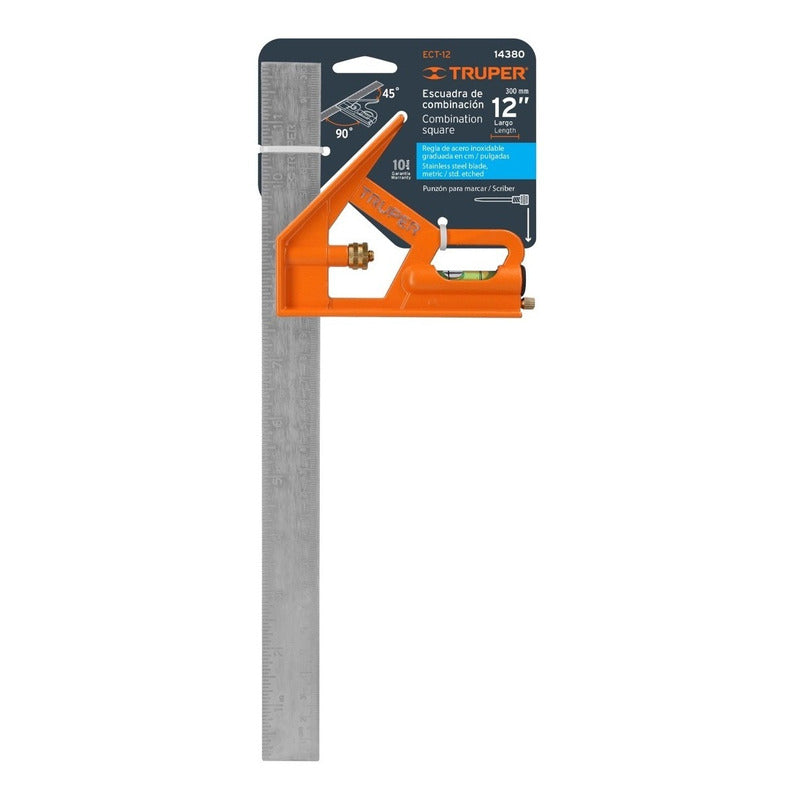 Escuadra 12" Combinada con Punzón para Marcar Truper Ect-12
