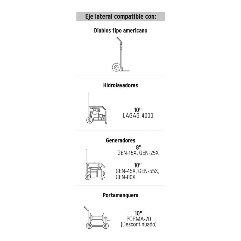 Rueda Completa Ligera Con Eje Lateral 10" Truper LLN-10L