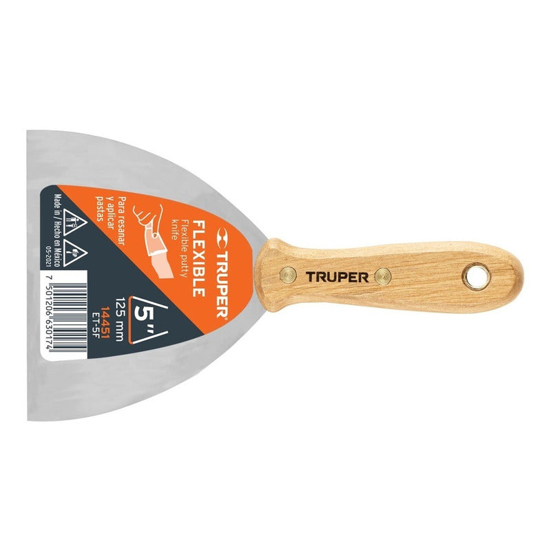 Espatula Acero Flexible Mango De Madera 5" Truper Et-5f