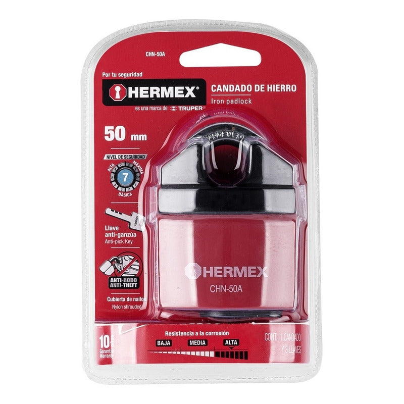 Candado De Hierro 50 mm Anti-ganzúa Hermex Chn-50a