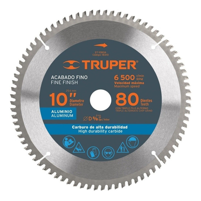 Sierra Circular Para Aluminio 10x80 Dientes. Truper St-1080a