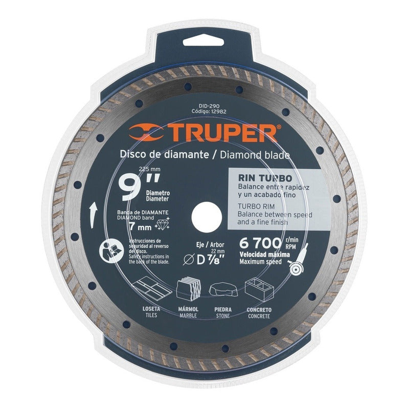Disco Diamantado Turbo 9 Pulgadas Truper Did-290