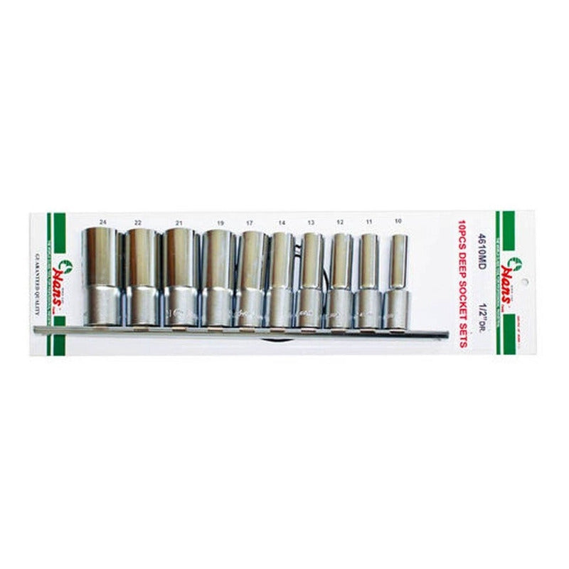 Juego Caja De Dados Punta Hex Hans 1/2 Dr 10 Piezas De 10-24
