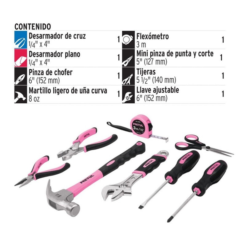 Kit Bolso Con Herramientas Uso Domestico Diseño Femenino Truper SET-MA8