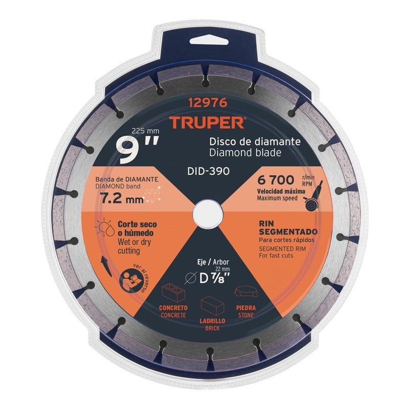 Disco Diamantado Segmentado 9" Truper Did-390