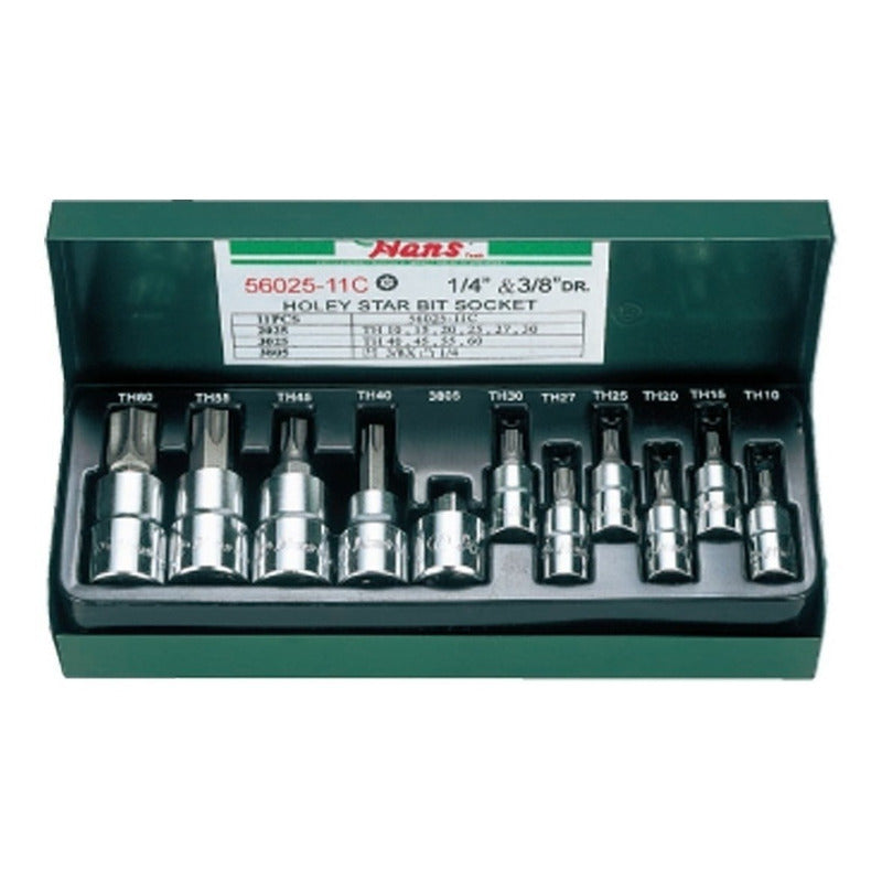Juego De Dados Punta Torx Hans 1/4dr 3/8dr 56025-11c 11 Pz