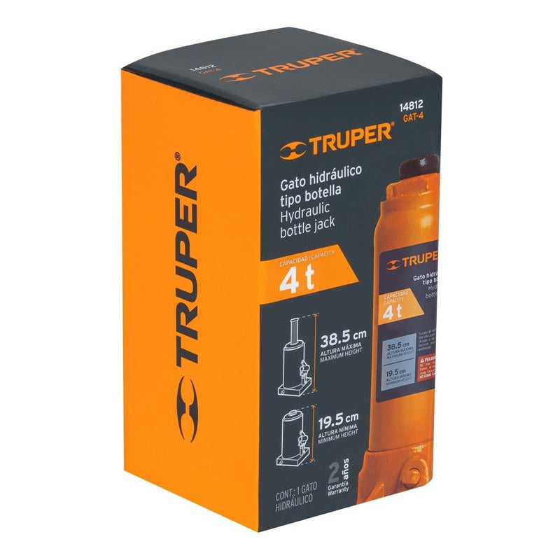 Gata Hidráulica Tipo Botella Para 4 Ton Truper GAT-4