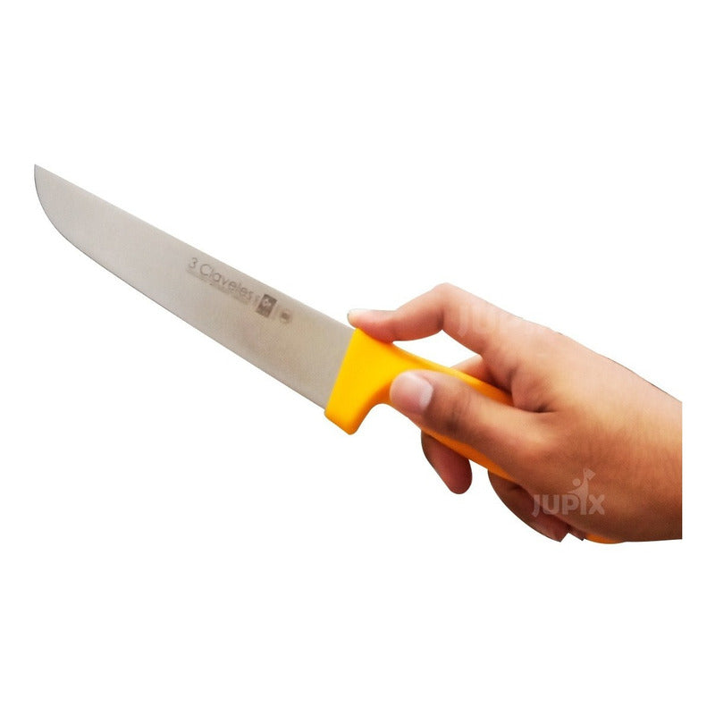 Cuchillo Carnicero De 20 Cms Mango Amarillo 01384 3 Claveles