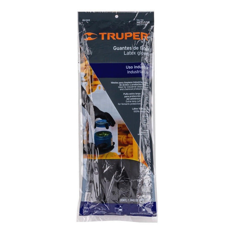 Guantes De Látex Uso Industrial Talla Mediano Truper Gu-322