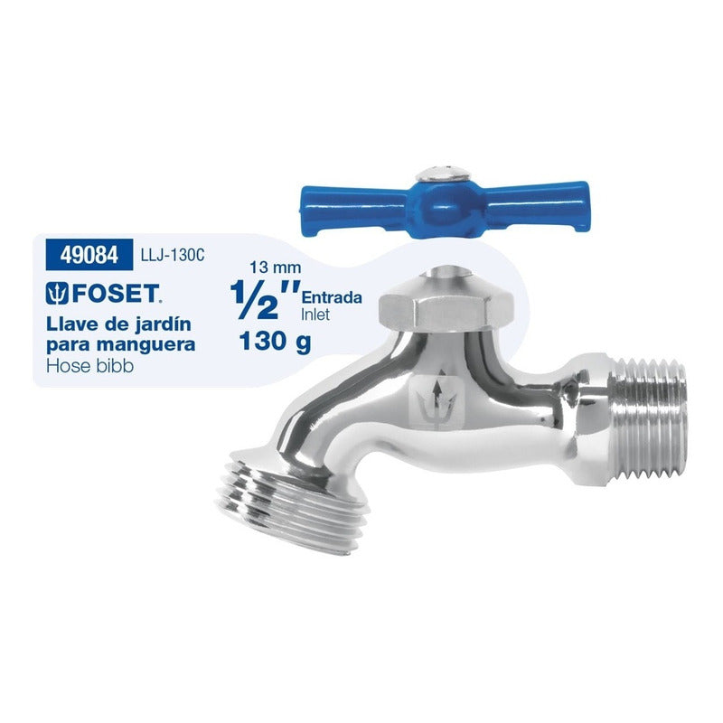 Llave De Paso Para Manguera Jardín Cromada 1/2 Foset Llj-130