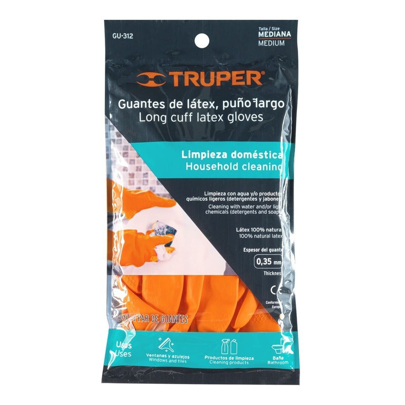 Guante Latex Para Limpieza Talla Mediano Truper Gu-312