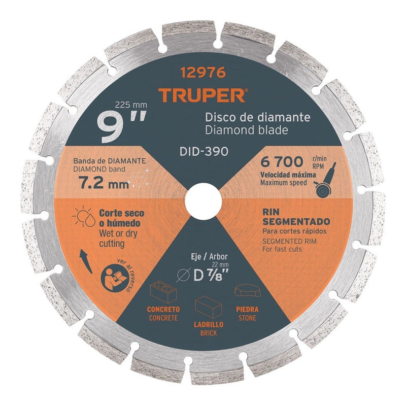 Disco Diamantado Segmentado 9" Truper Did-390