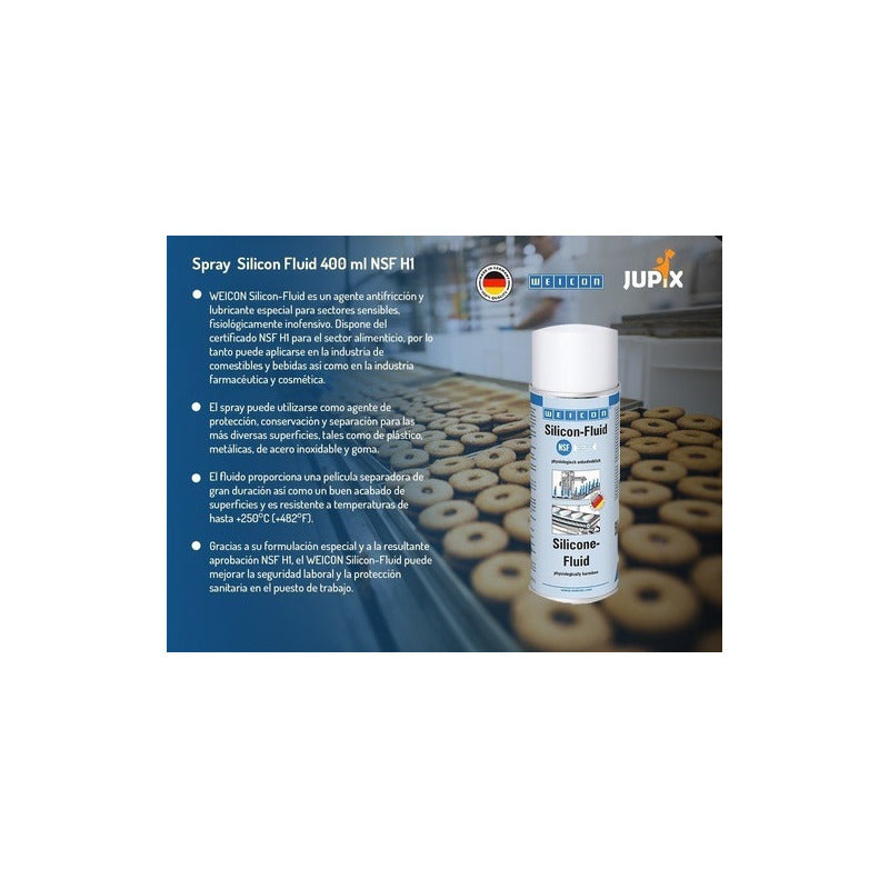 Spray Silicon Fluid 400 Ml Grado Alimenticio Nsf H1 Weicon