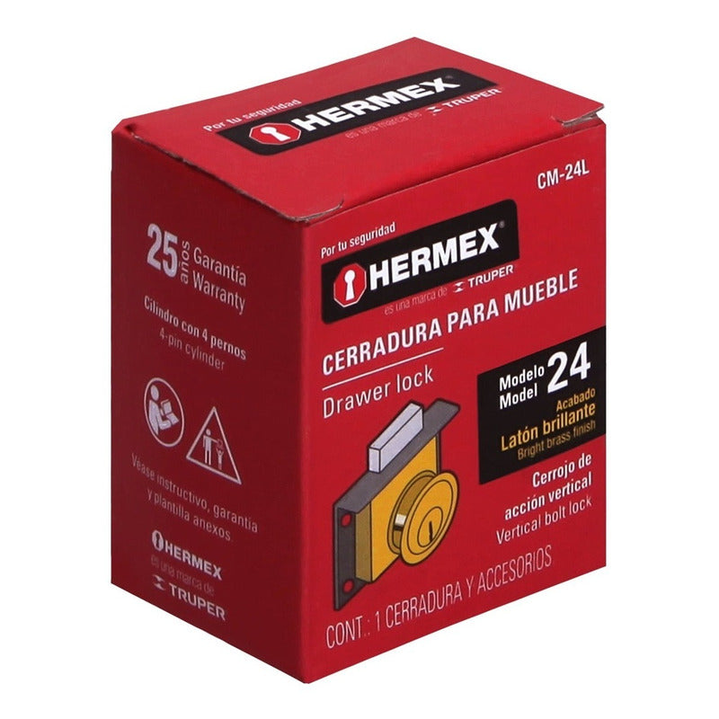 Cerradura Para Mueble Accion Vertical Laton Truper Cm-24l