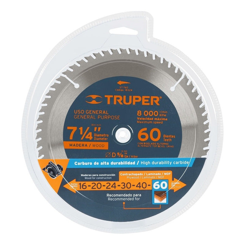 Sierra Circular Para Madera 7.1/4  X 60 Dts. Truper St-760