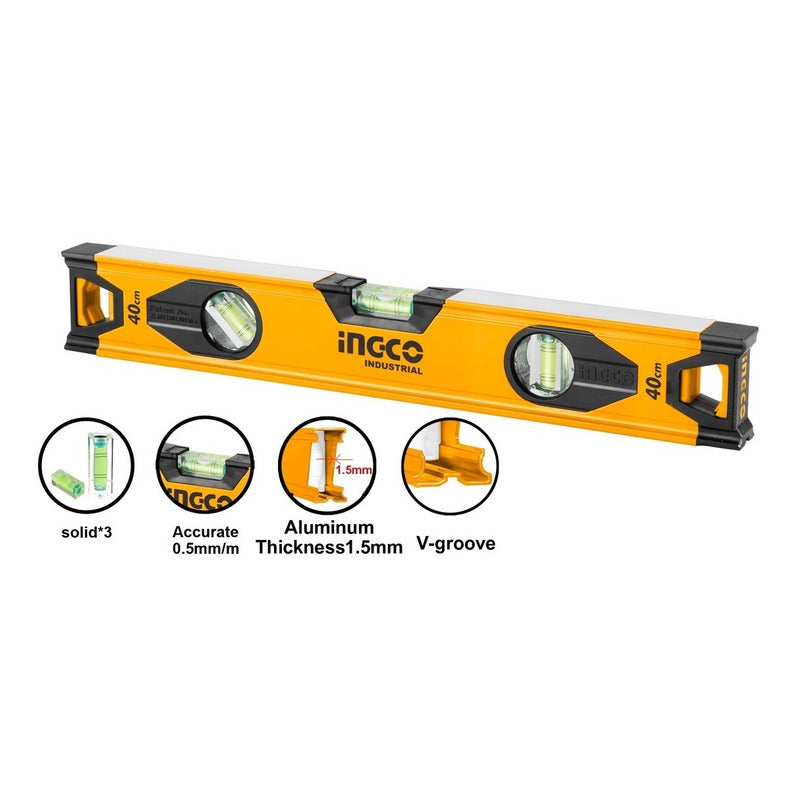 Nivel 3 Aguas Aluminio 30 Cm Ingco Hsl08030