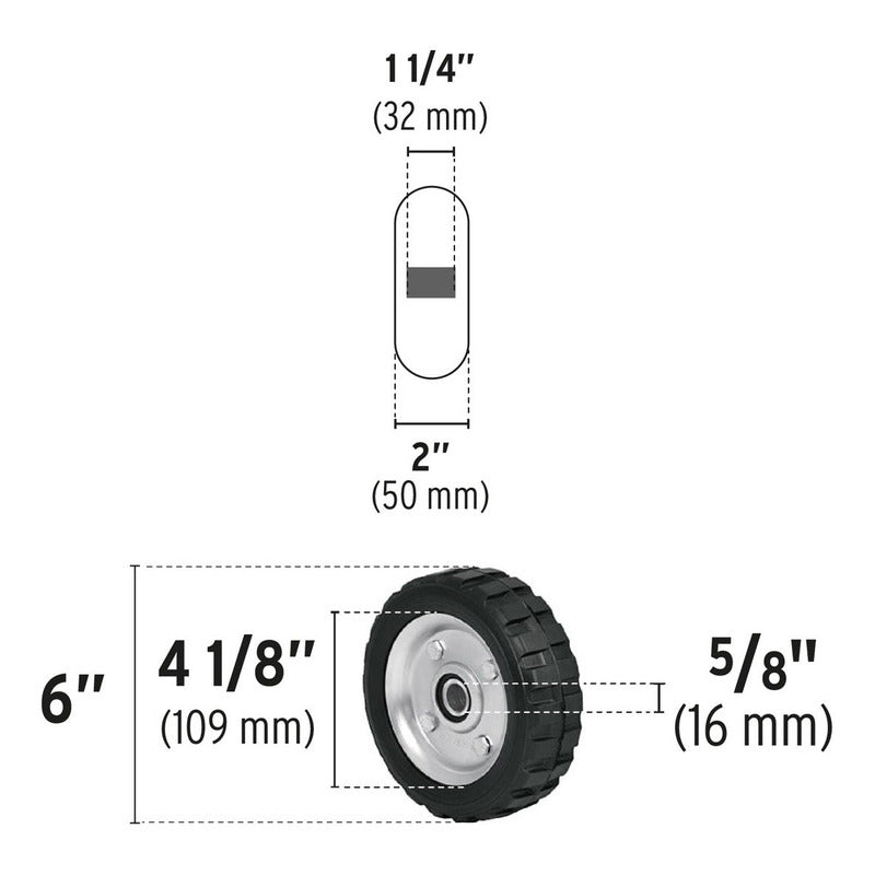 Rueda Completa Imponchable 6" para Carro Tipo Yegua Truper RD-62