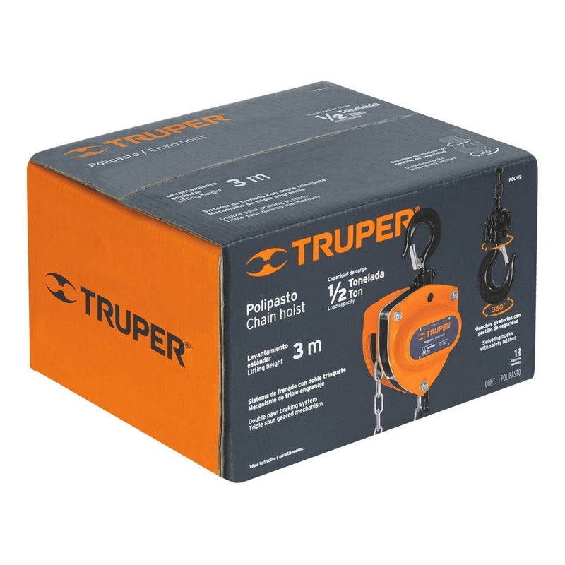 Tecle Cadena De 0,5 Toneladas X 3 Mts Truper Pol-1/2