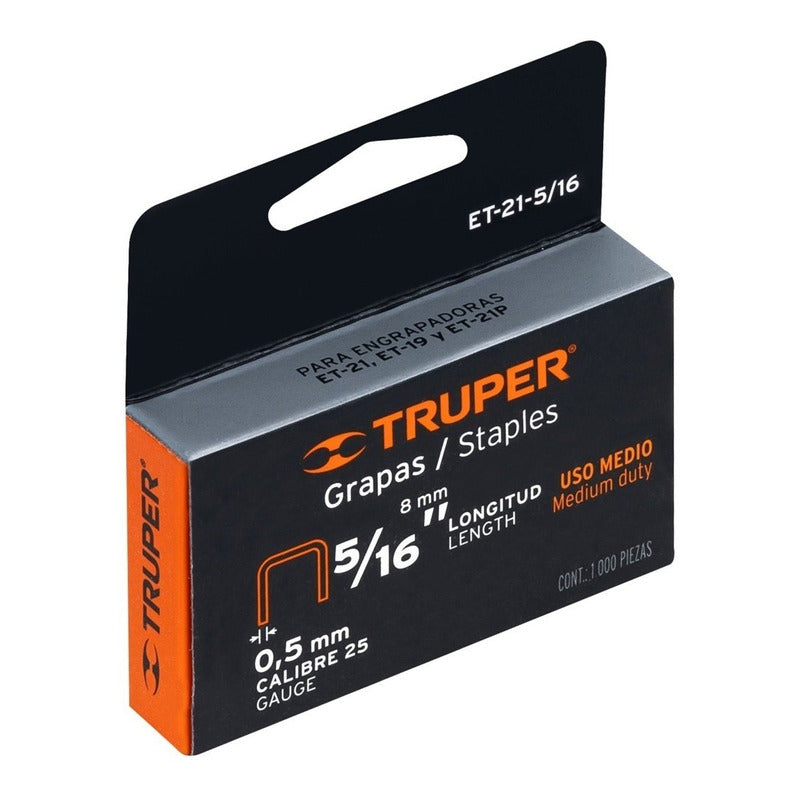 Grapa Truper De 5/16  Caja 1.000 Pzas Et-21-5/16
