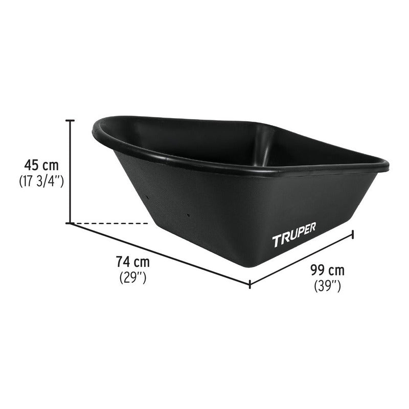 Carretilla Bandeja Plastica Completa 120 Lts Truper Cat-60pl