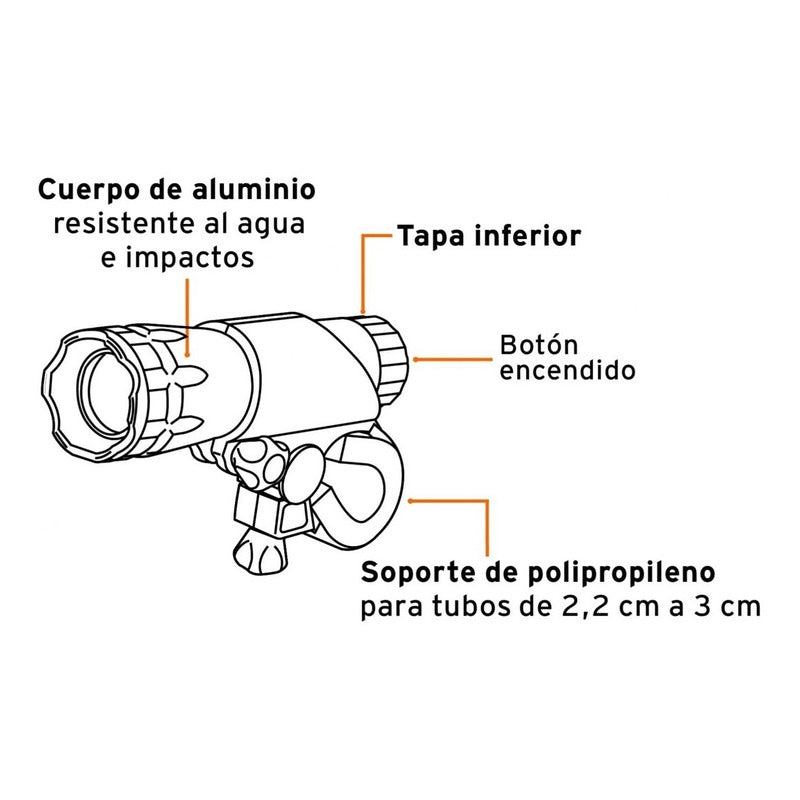 Linterna Delantera Para Bicicleta Luz Led Truper Libi-100d