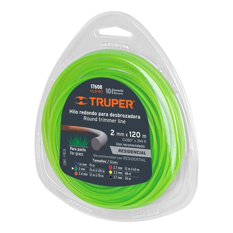 Nylon Para Orilladora 2,0 mm x 15 Mts. Truper Hta-80