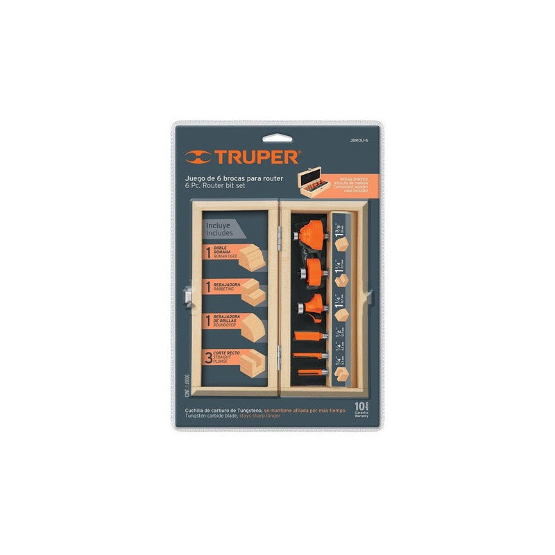Fresa Brocas Para Madera Juego 6 Piezas Truper Jbrou-6