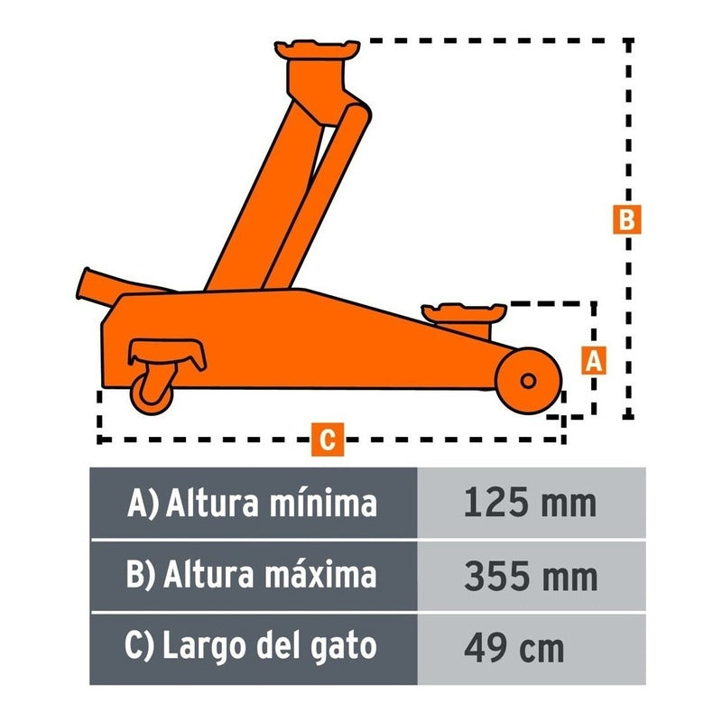 Gata Hidráulica Tipo Caiman 2 Ton Con Maleta Truper Gapa-2m