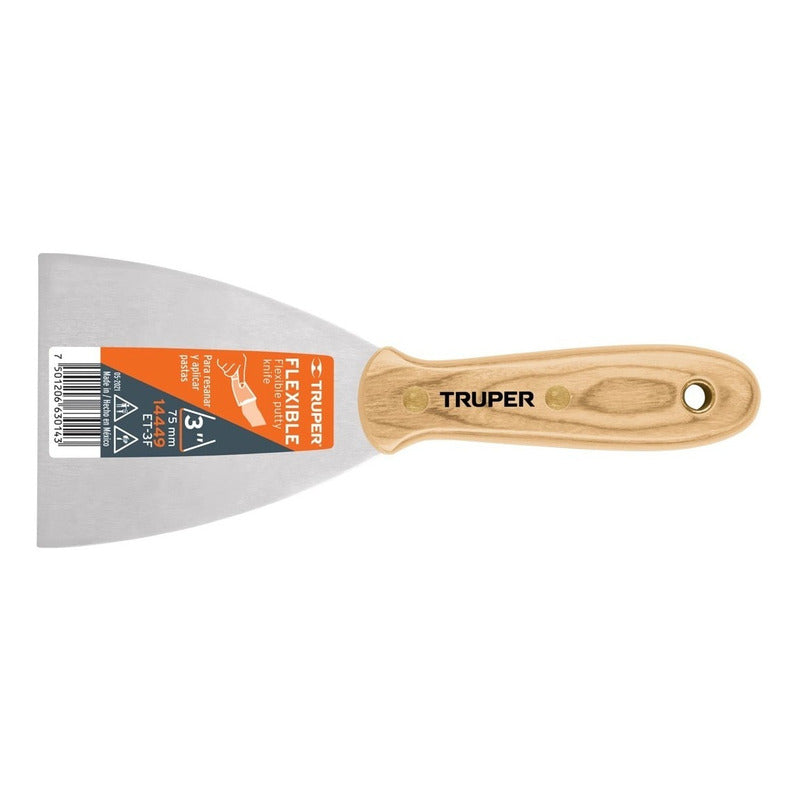 Espatula Acero Flexible Mango De Madera 3" Truper Et-3f