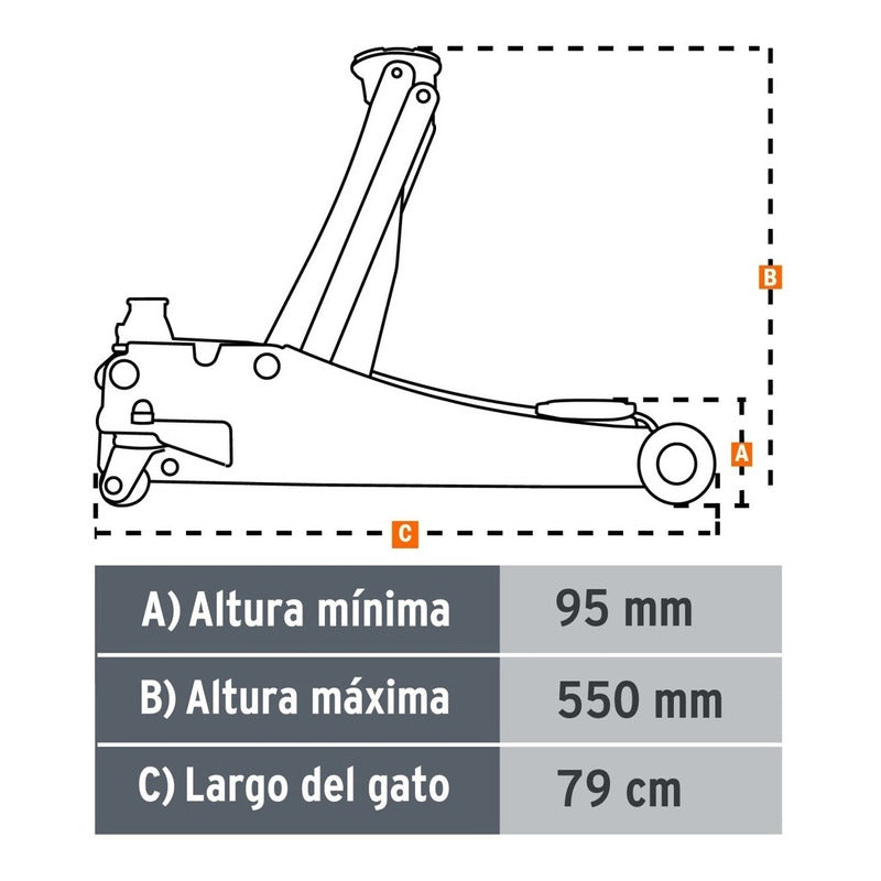 Gata Hidráulica Tipo Caiman 3.5 Ton Truper Gapro-3.5PB