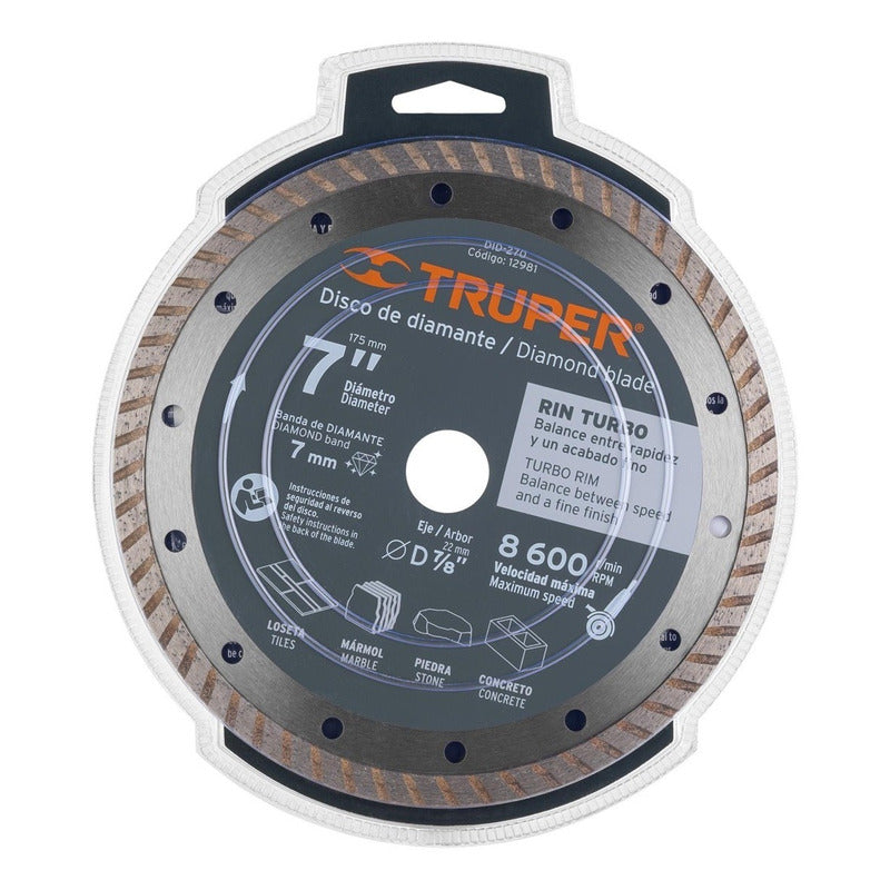 Disco Diamantado Turbo 7 Pulgadas Truper Did-270