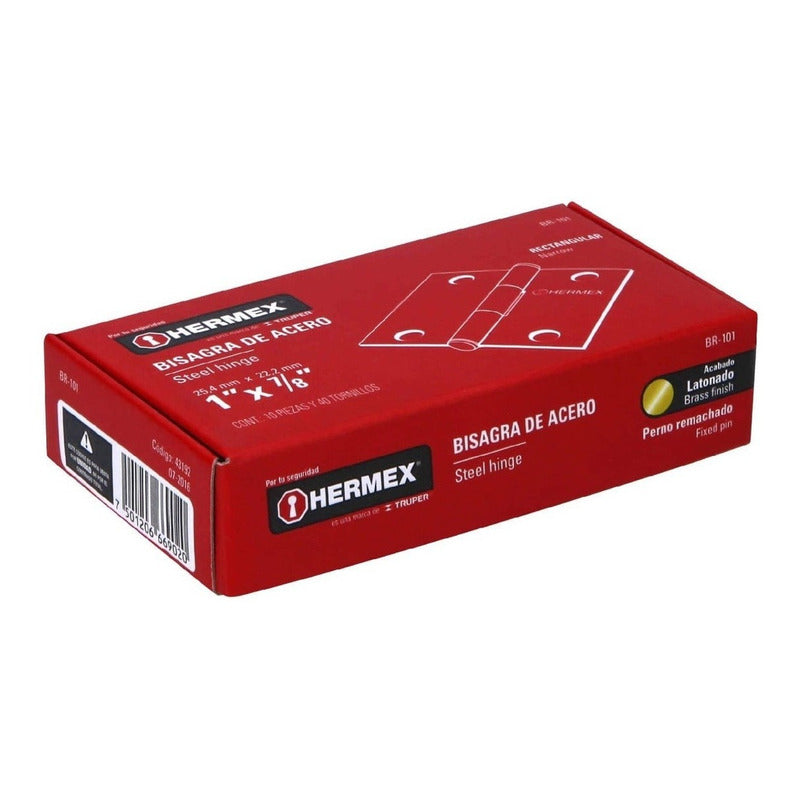 Caja De Bisagras Acero Latonado 1" x 7/8" Truper Br-101