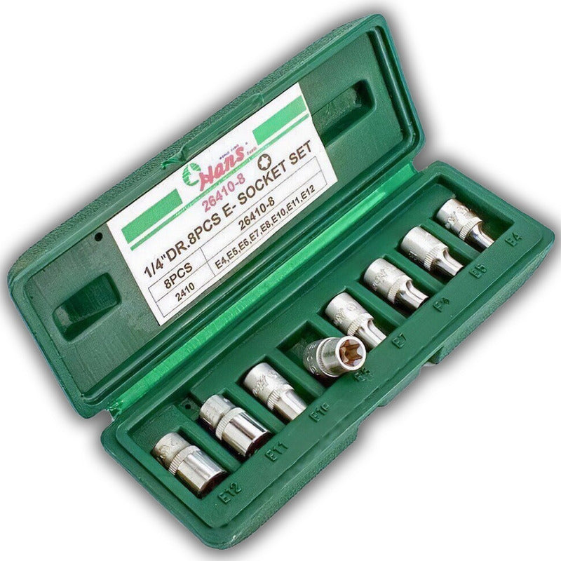 Juego De Dados Torx Hembra E4 A E12 De 1/4" Hans 2641-8