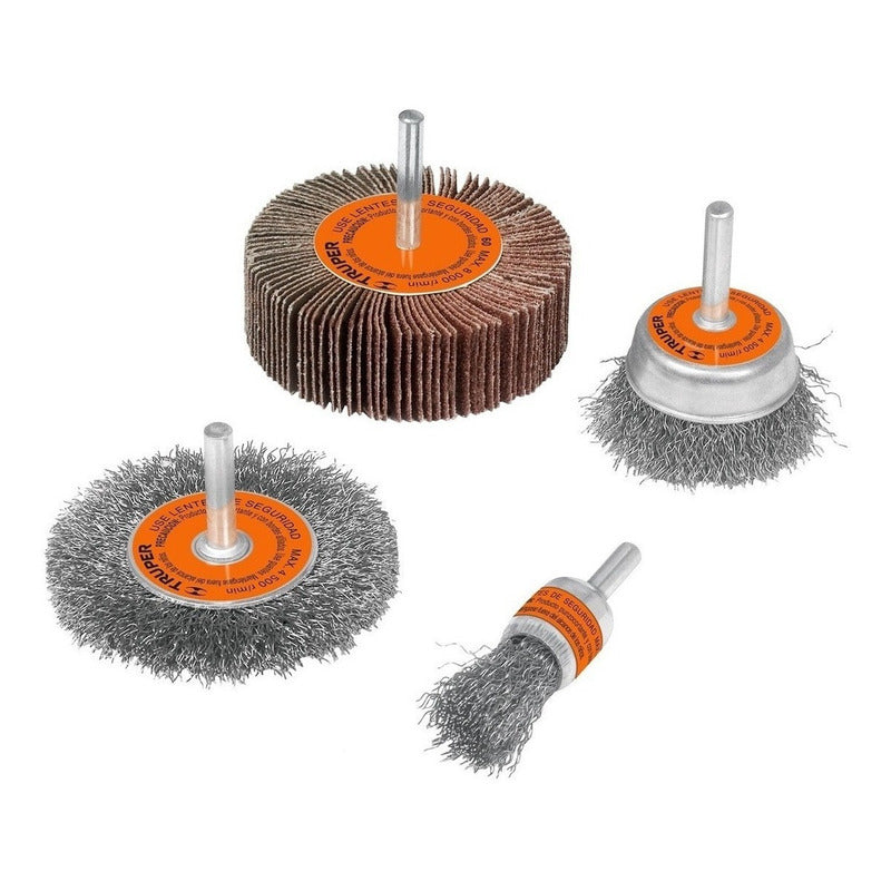 Escobilla Acero Para Taladro Jgo 4 Pzas Truper Jca-4p